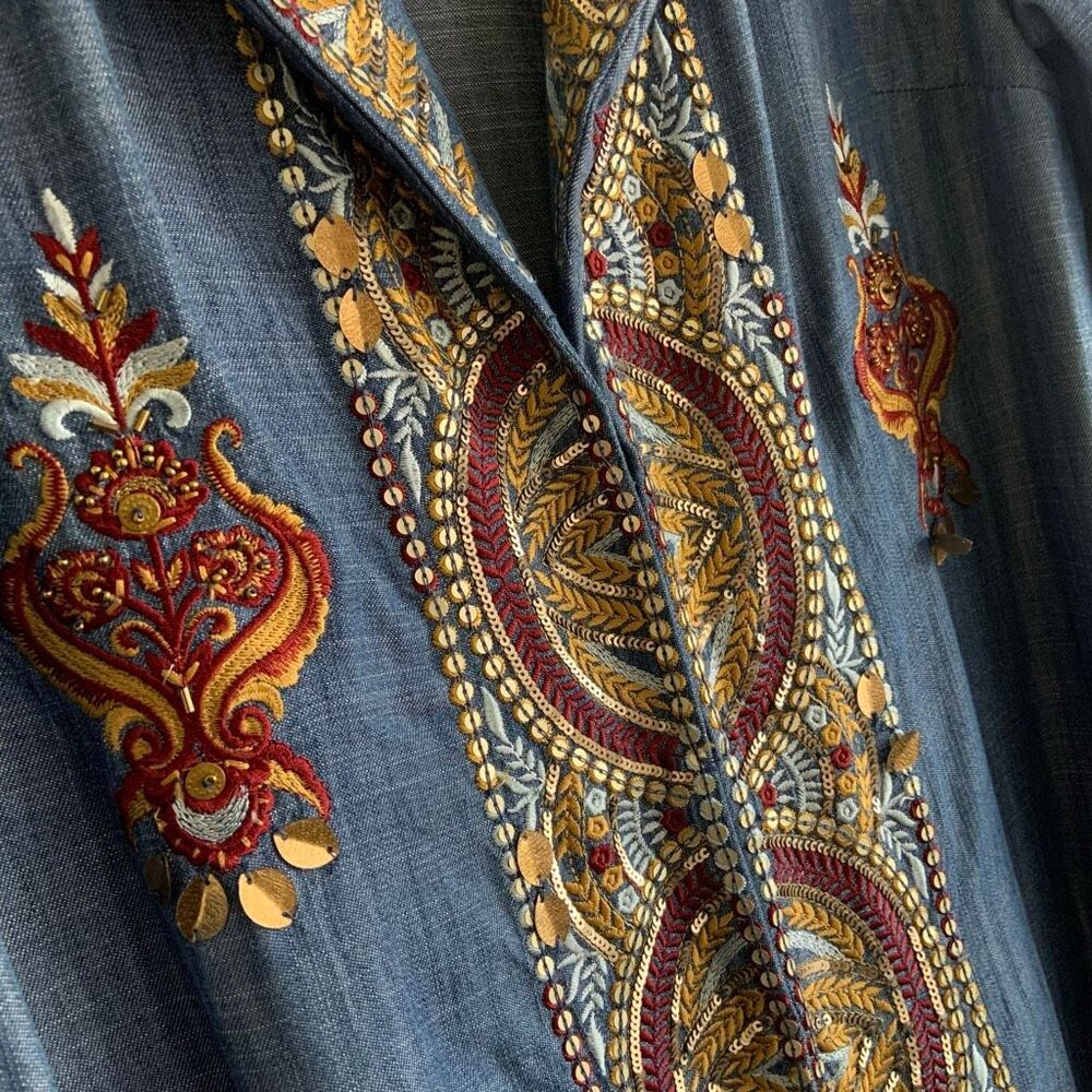 New✨ SOFT SURROUNDINGS Embroidered Tencel Topper (Sz M) - Picture 7 of 13